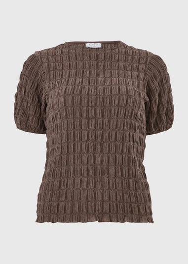 Chocolate Brown Bubble Texture Co-Ord Top