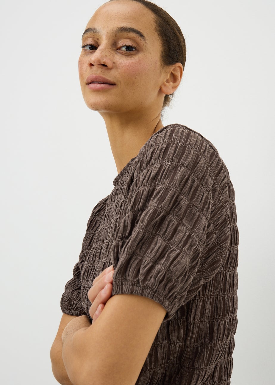 Chocolate Brown Bubble Texture Co-Ord Top