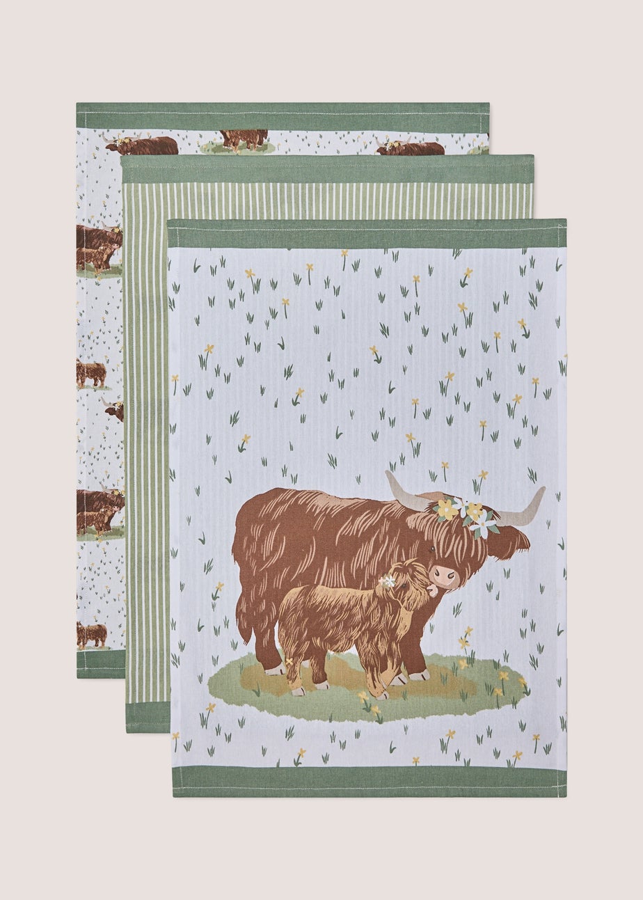 3 Pack Highland Cow Tea Towels
