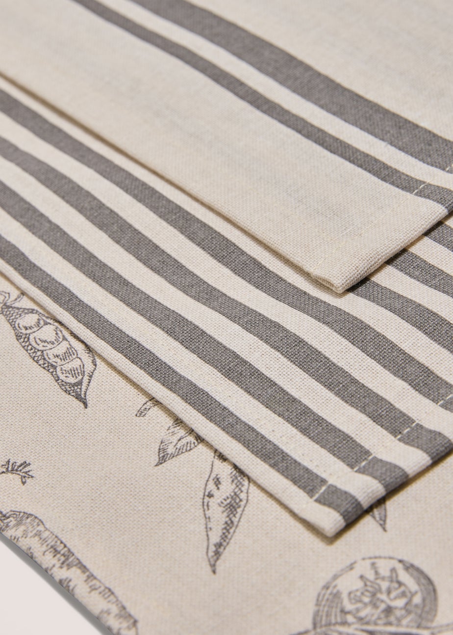 3 Pack Kitchen Co Veg Print Tea Towels
