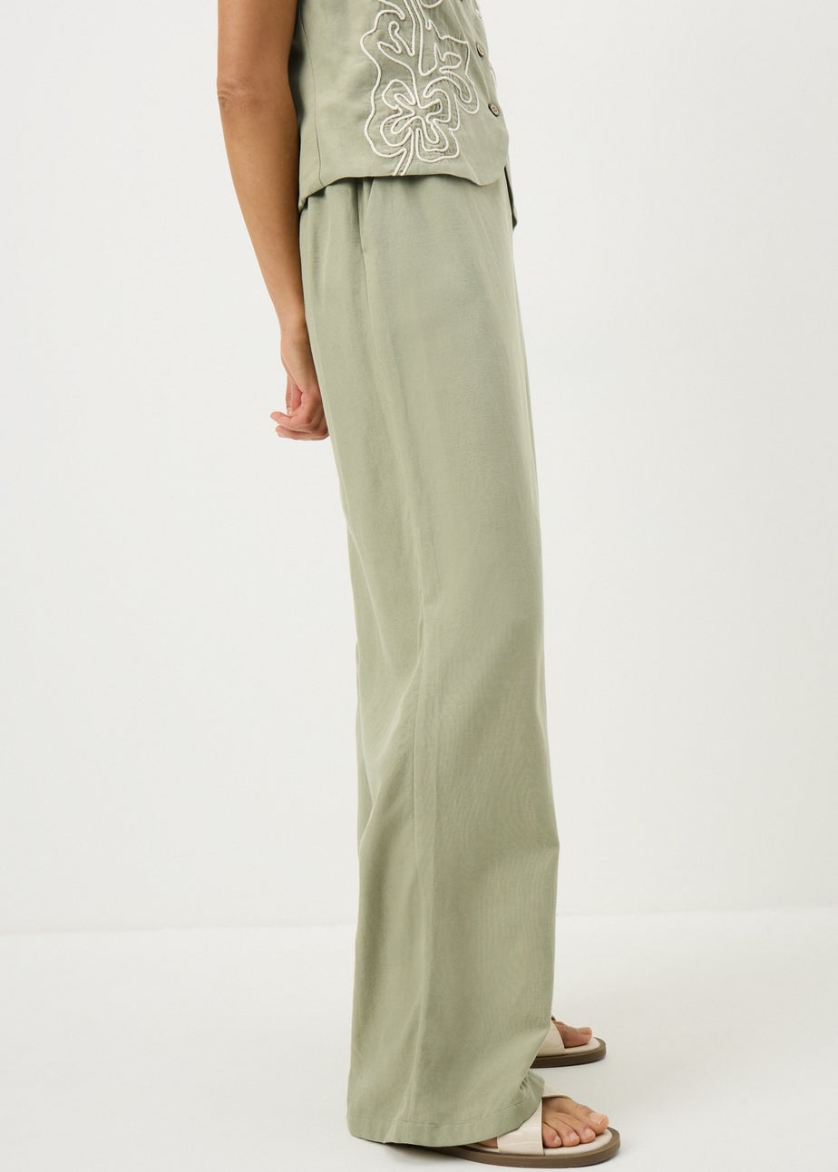 Papaya Petite Sage Green Wide Leg Co Ord Trousers