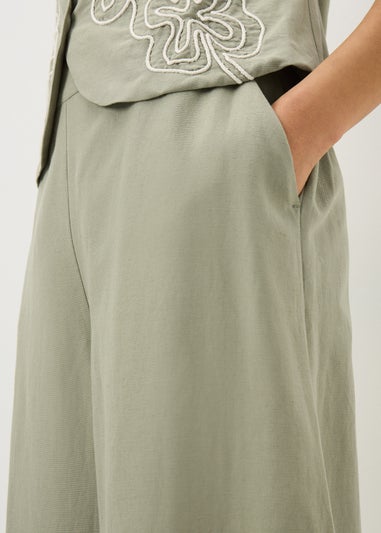 Papaya Petite Sage Green Wide Leg Co Ord Trousers