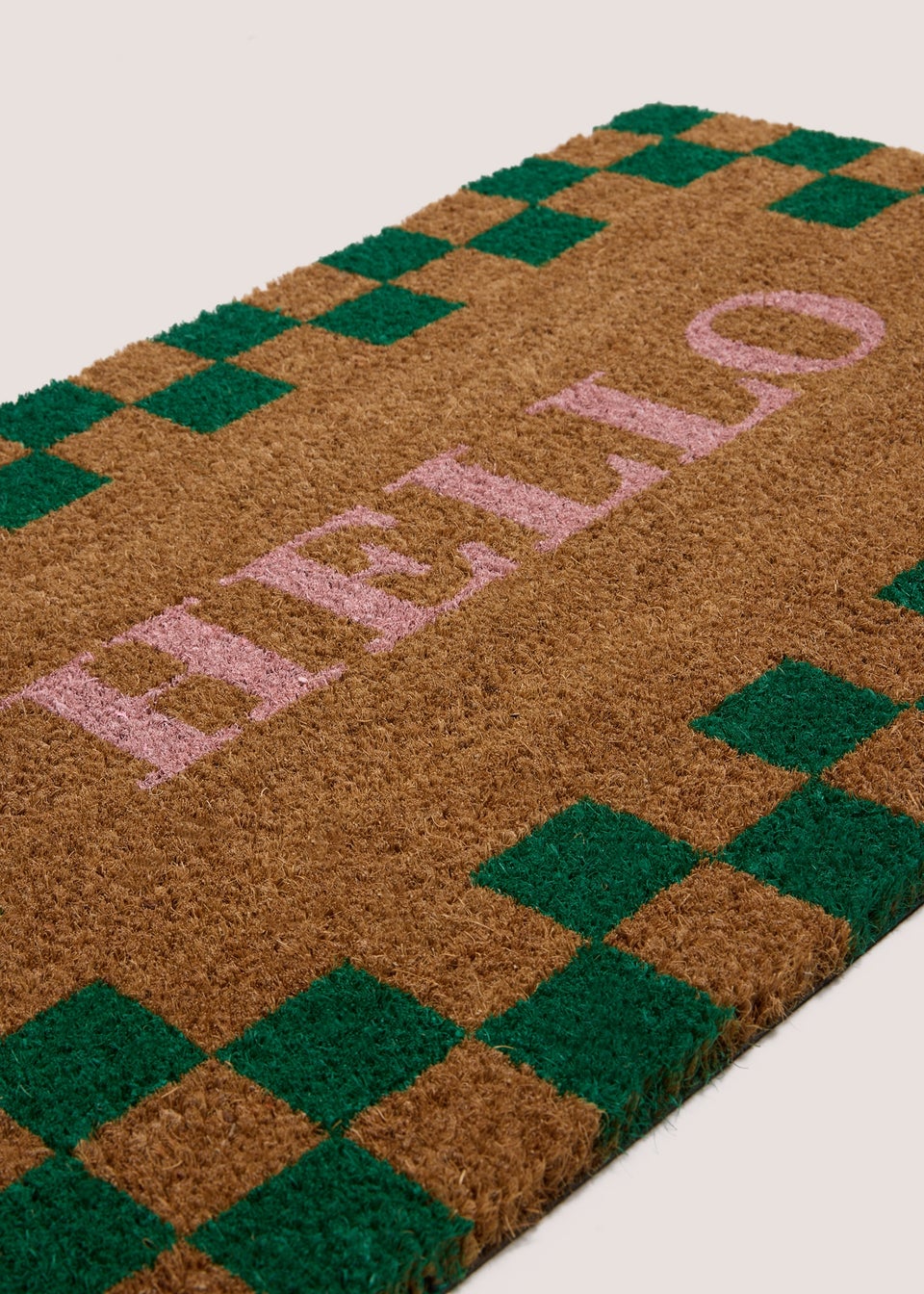 Checkerboard Hello Door Mat