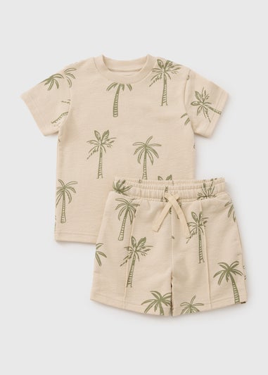 Boys Cream Palm Tree Top & Short Set (1-7yrs)