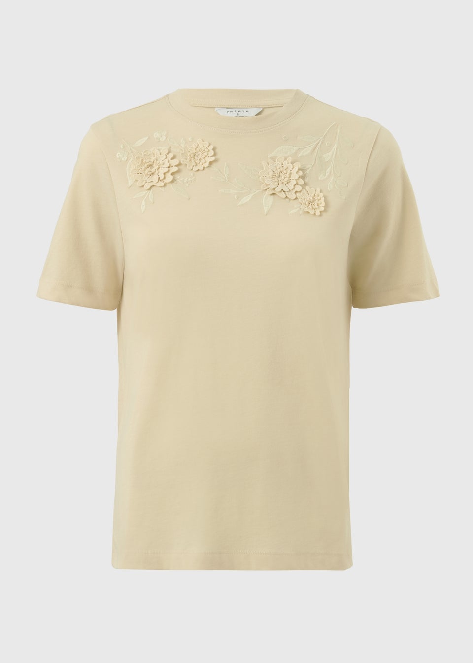 Cream 3D Flower T-Shirt