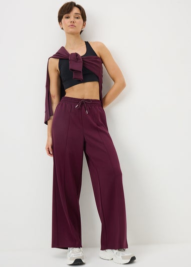 Souluxe Burgundy Wide Leg Jogging Bottoms