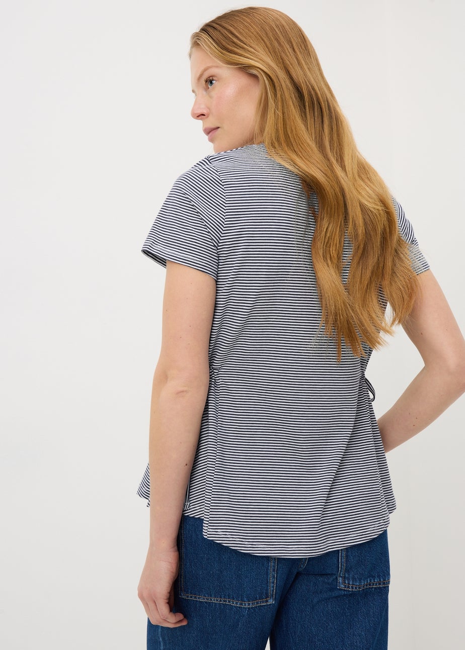Navy Stripe Tie Side T-Shirt