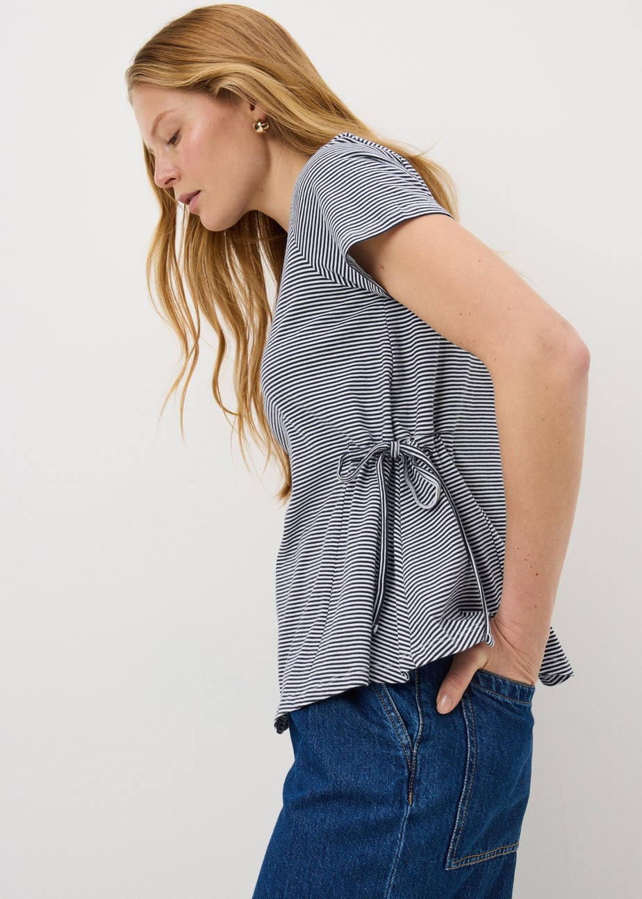 Navy Stripe Tie Side T-Shirt