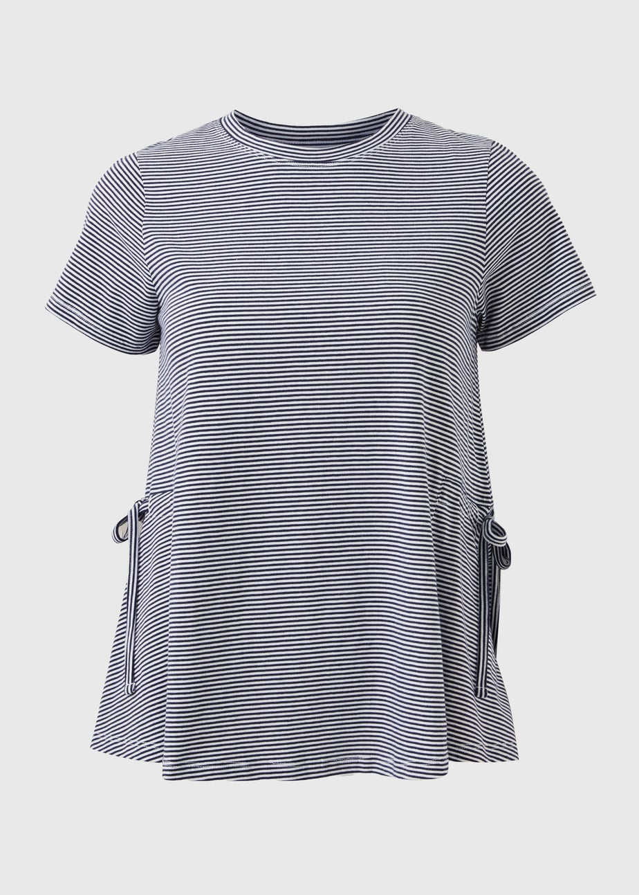 Navy Stripe Tie Side T-Shirt