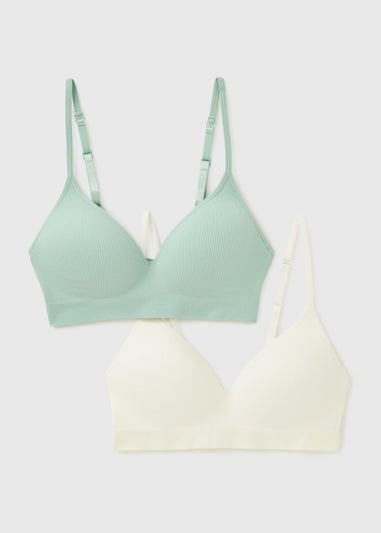 2 Pack Mint & Cream Seam Free Moulded Bras