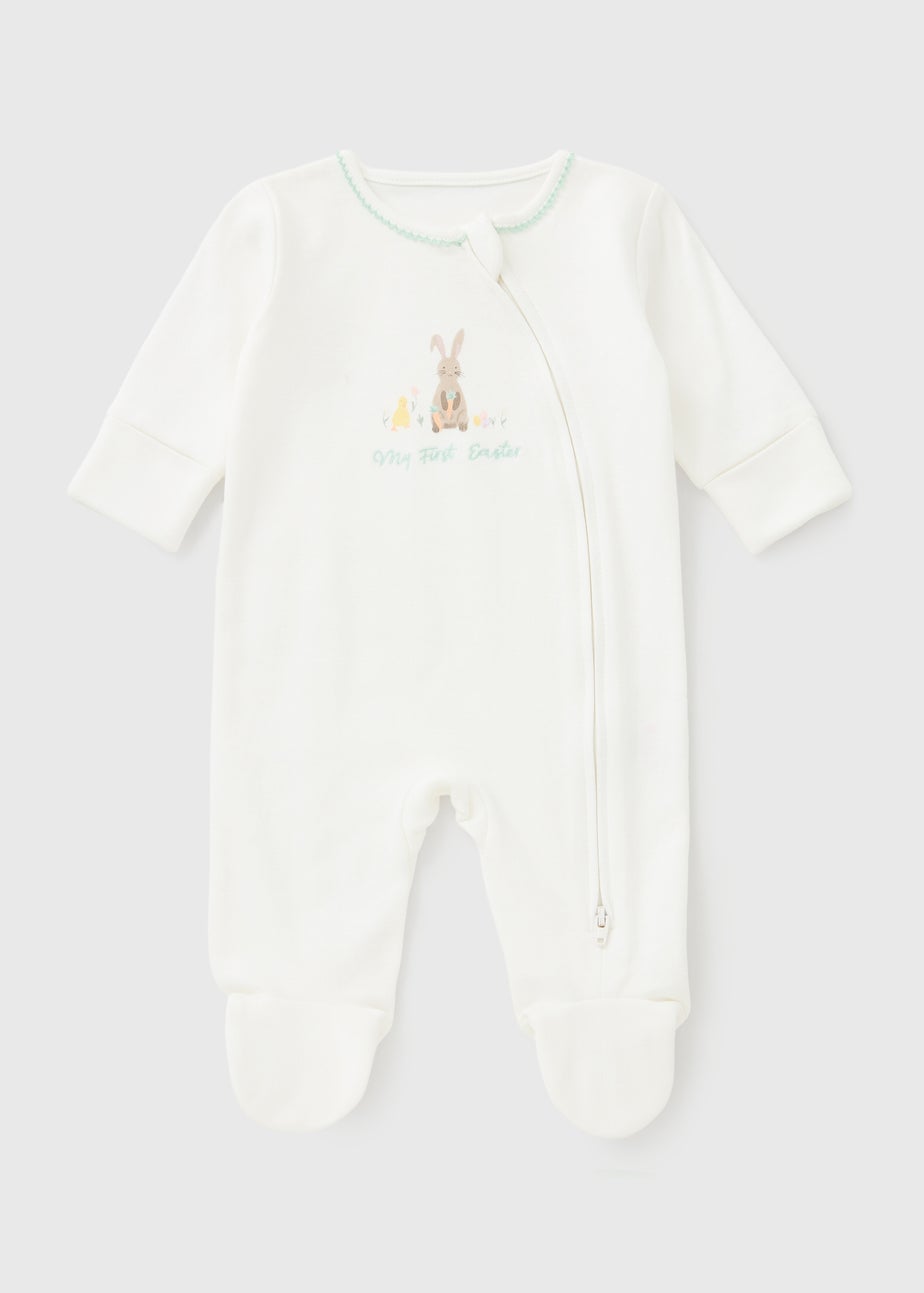 Baby White My First Easter Sleepsuit (Newborn-12mths)