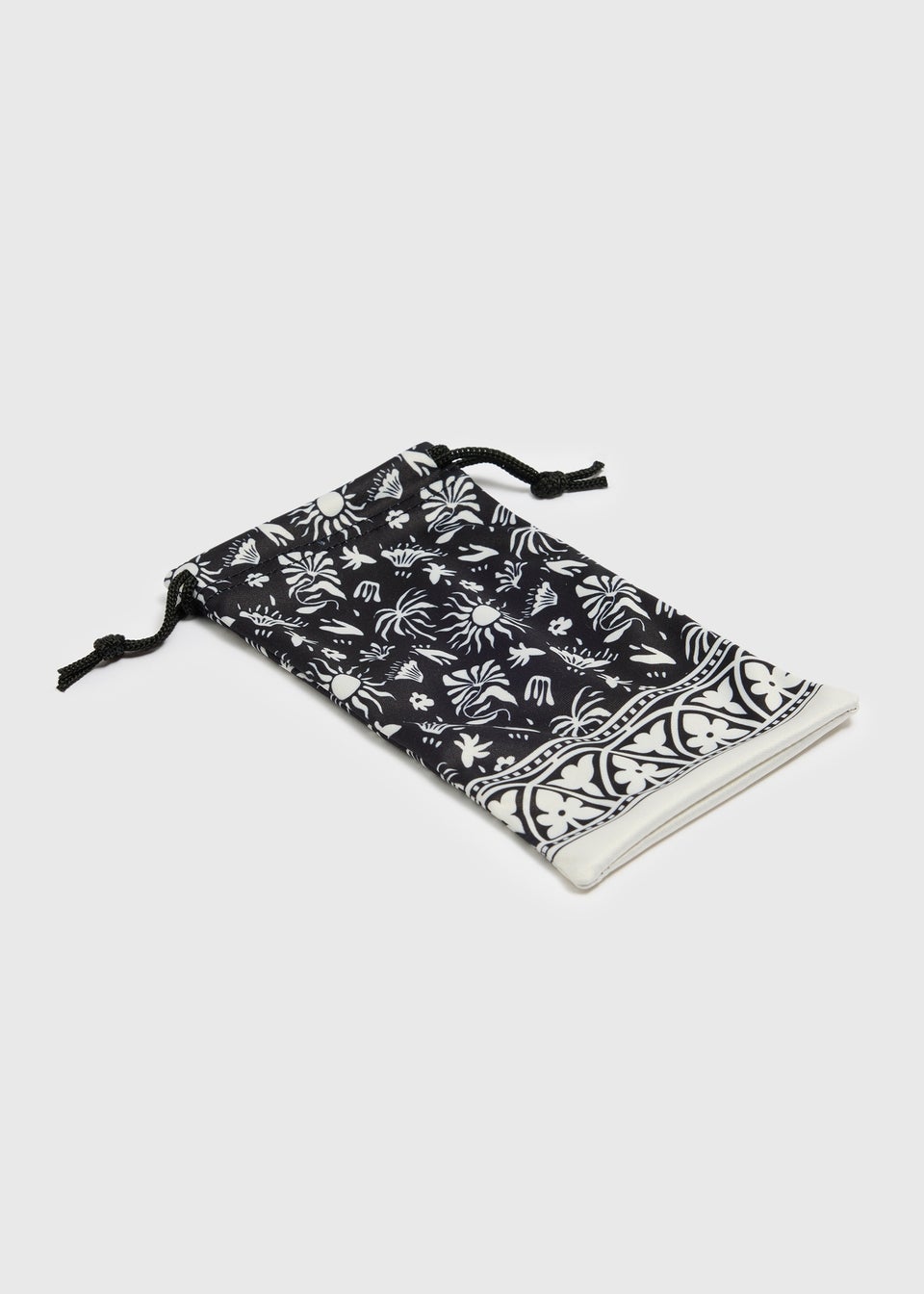 Black Palm Print Soft Sunglasses Case