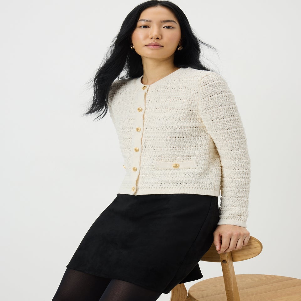 Ivory Stitch Button Cardigan