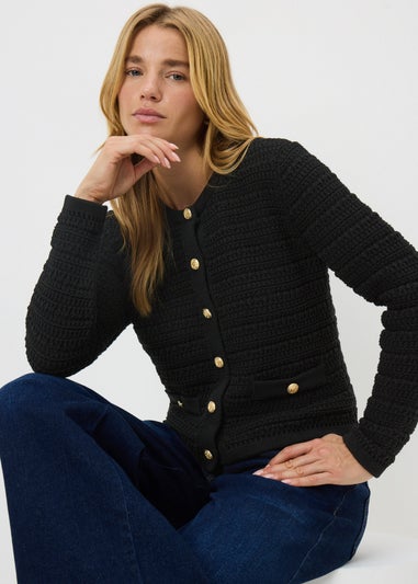 Black Button Through Cardigan