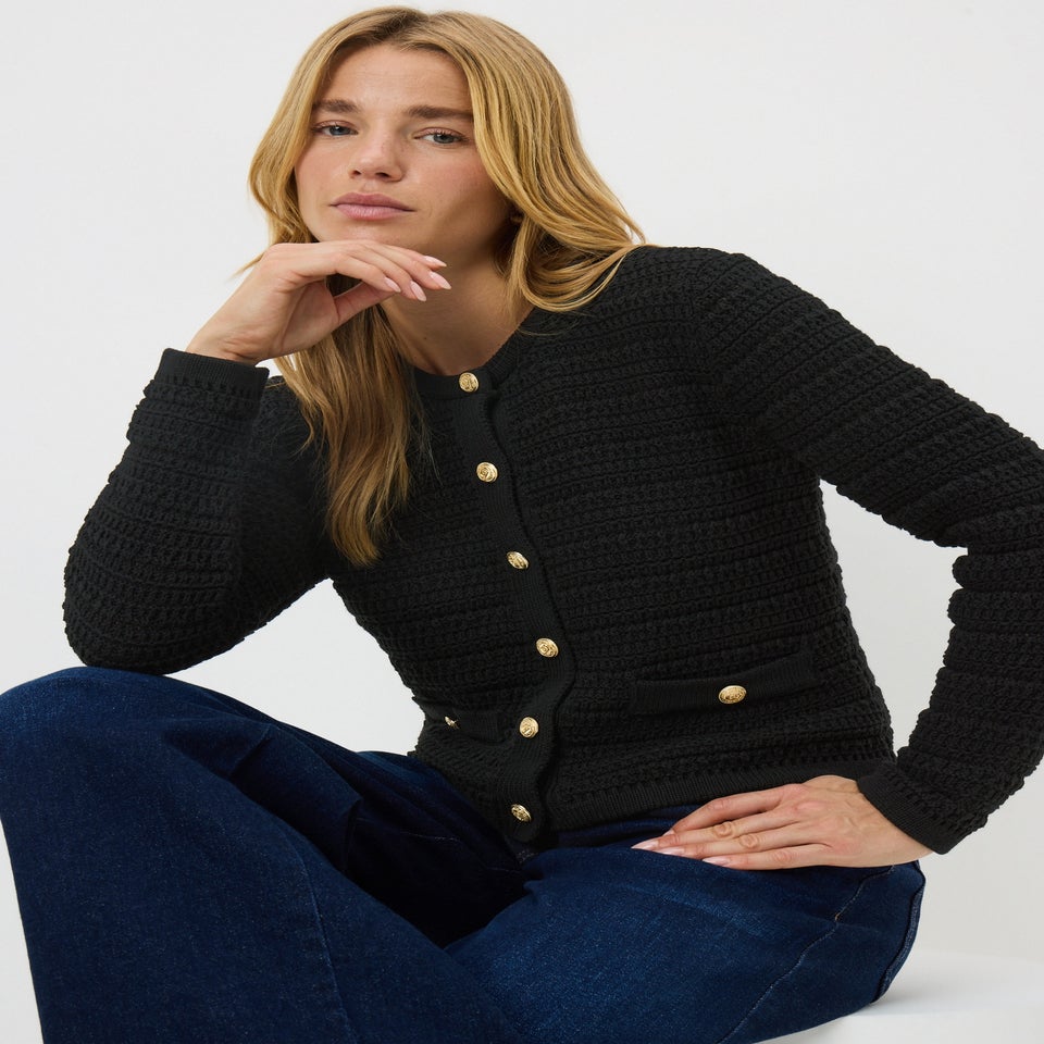 Black Button Through Cardigan