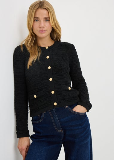 Black Button Through Cardigan