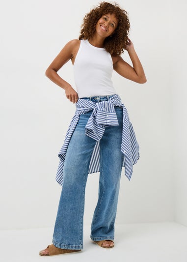 White High Neck Ribbed Vest Top