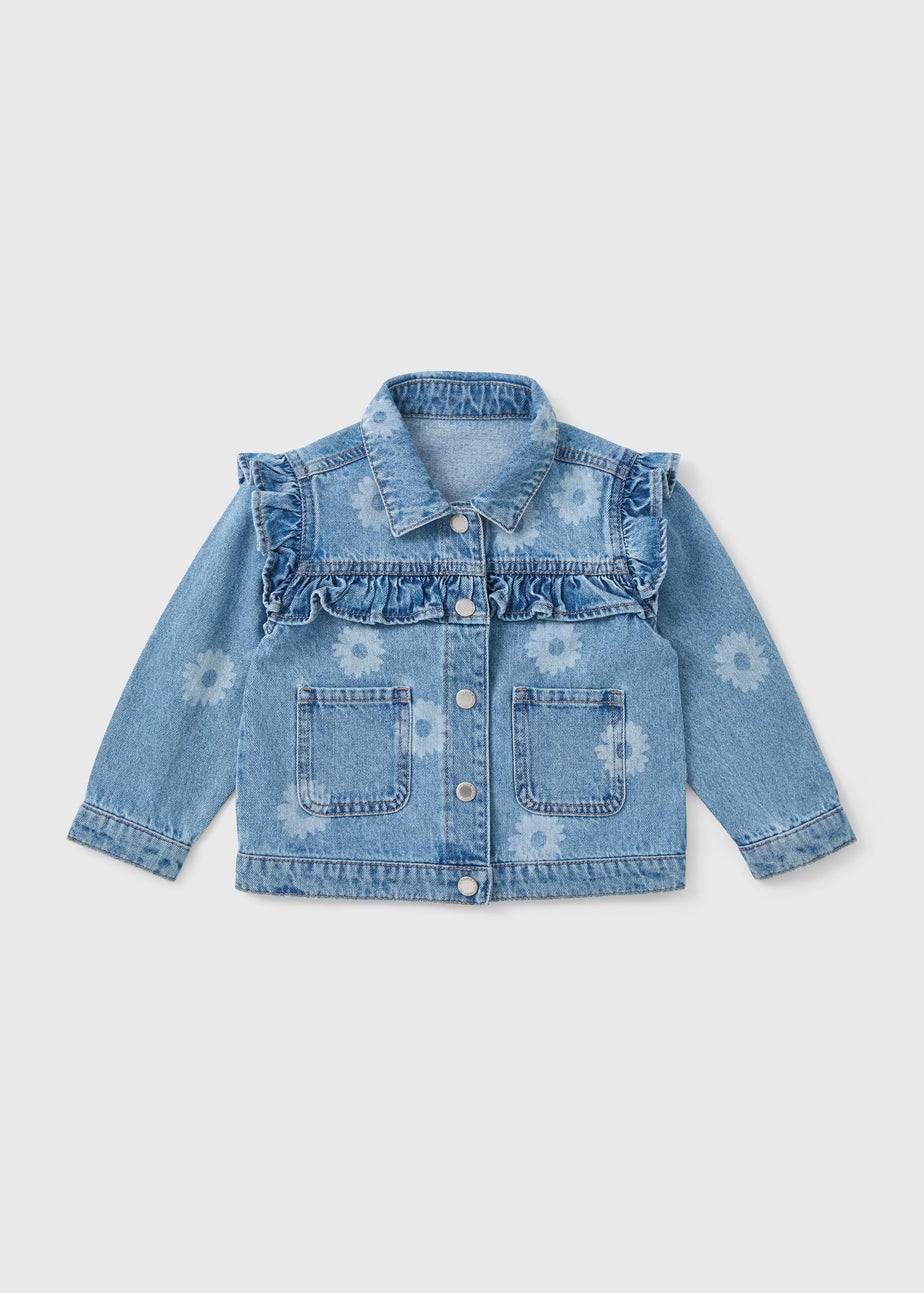 Girls Mid Wash Daisy Denim Jacket (1-7yrs)