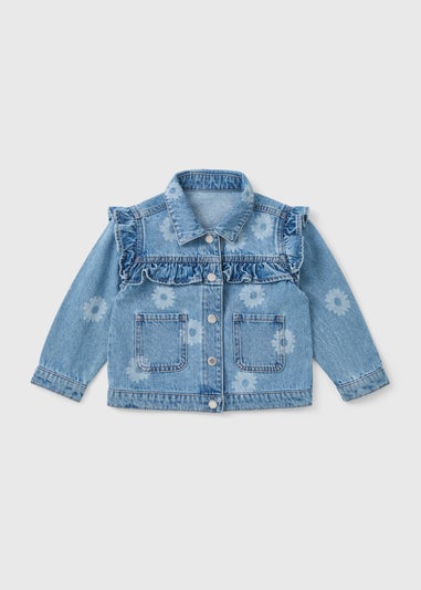 Girls Mid Wash Daisy Denim Jacket (1-7yrs)