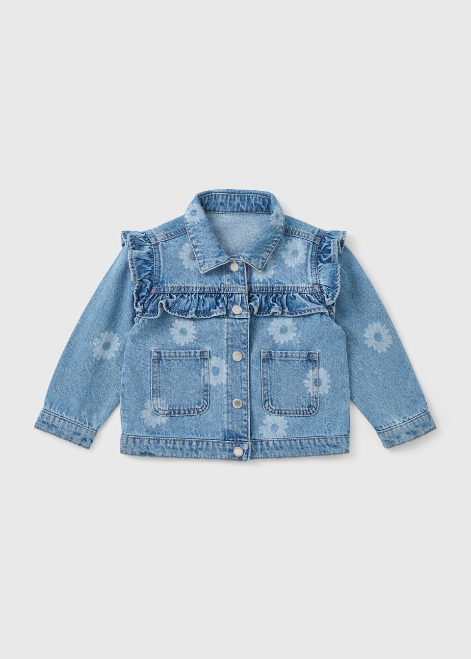 Girls Mid Wash Daisy Denim Jacket (1-7yrs)
