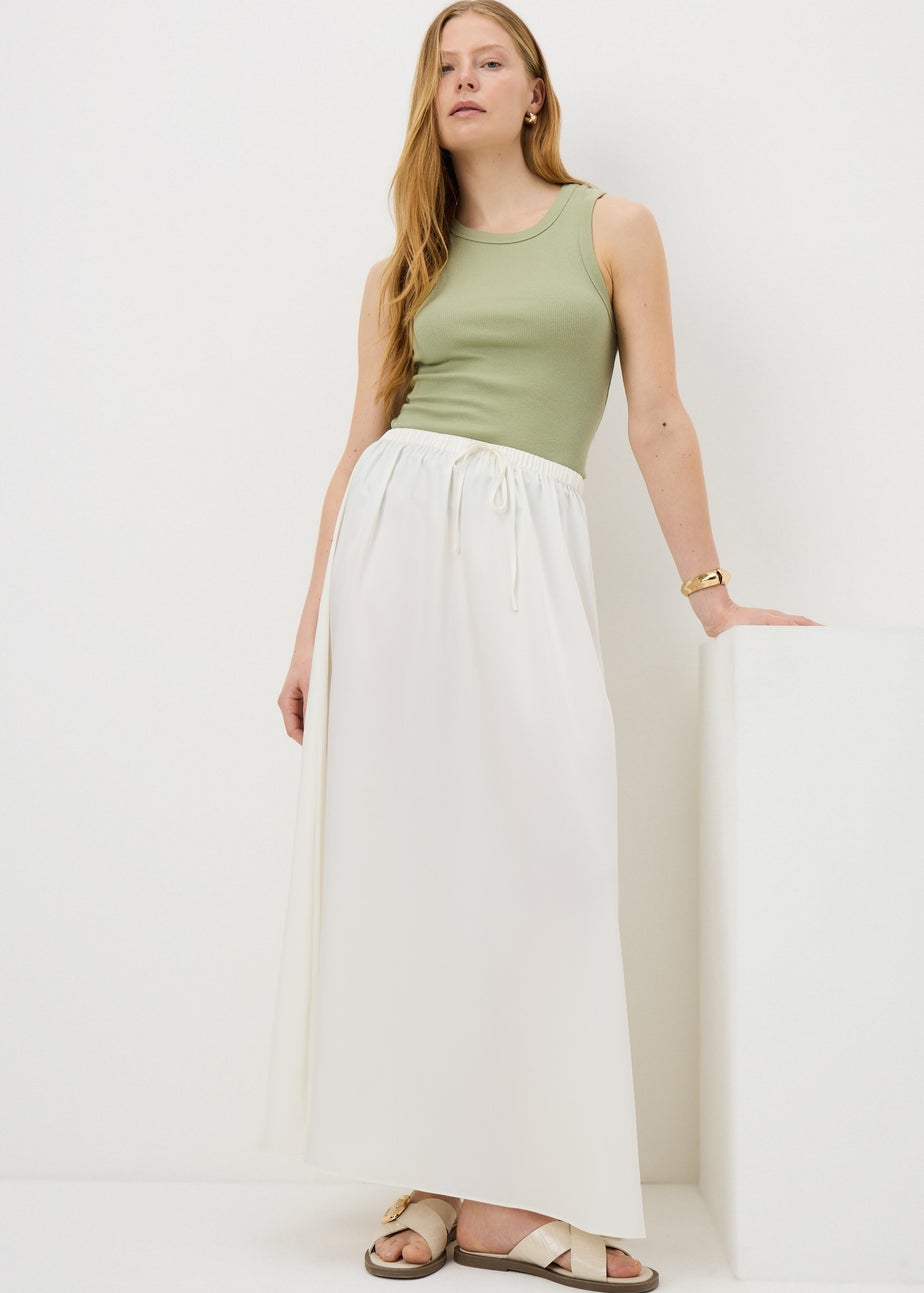 Olive Ribbed High Neck Vest Top