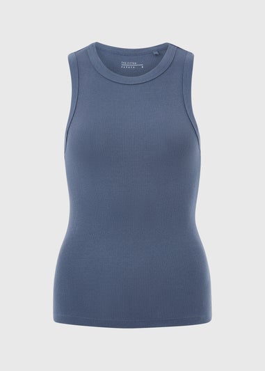 Slate Ribbed High Neck Vest Top