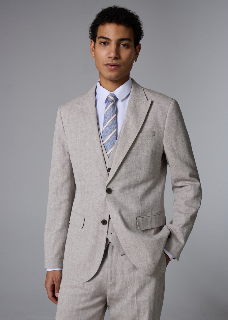 Taylor & Wright Langham Stone Herringbone Slim Fit Suit Jacket