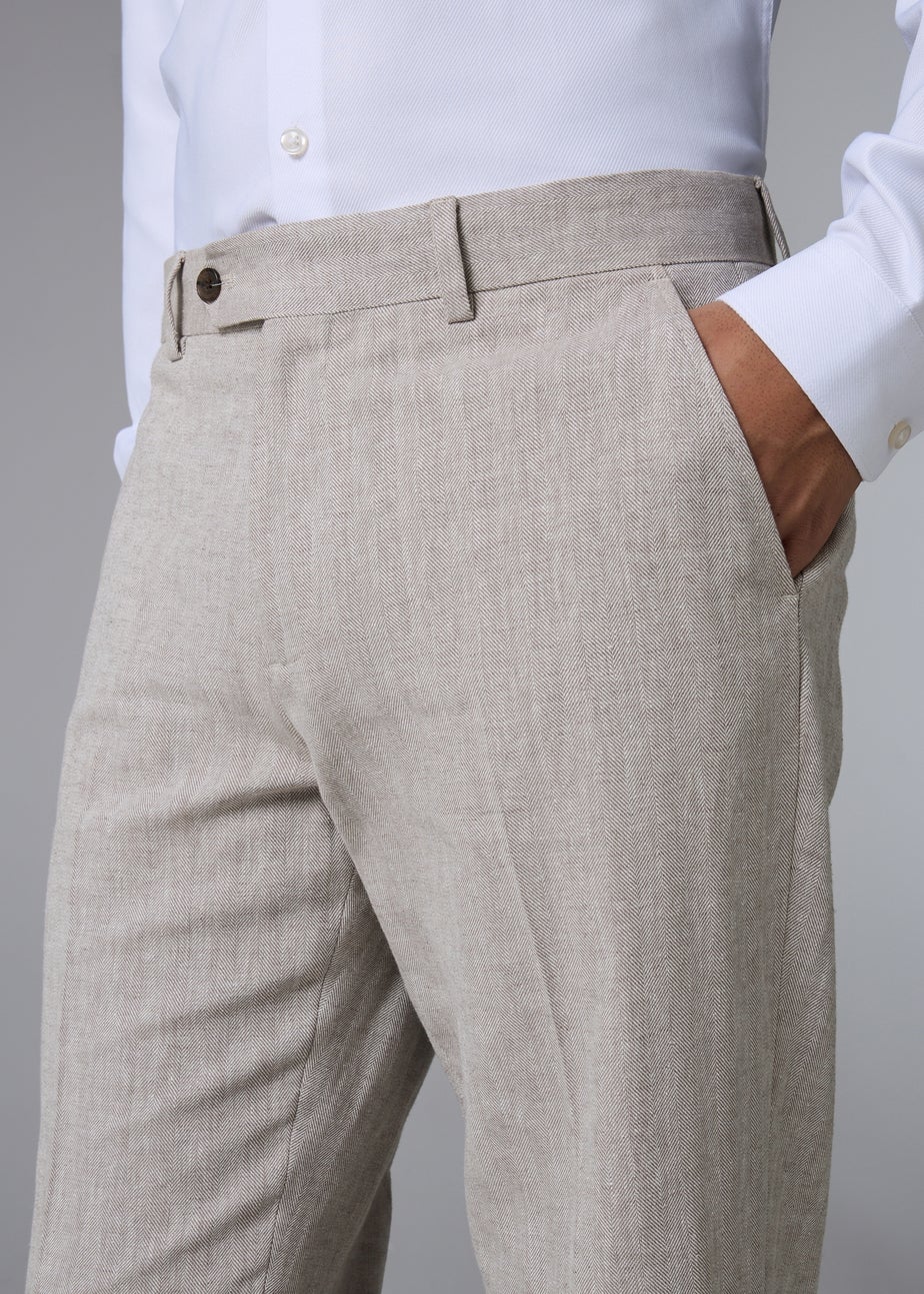 Taylor & Wright Langham Stone Herringbone Slim Suit Trousers