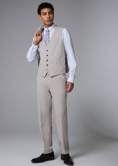 Taylor & Wright Langham Stone Herringbone Suit Waistcoat
