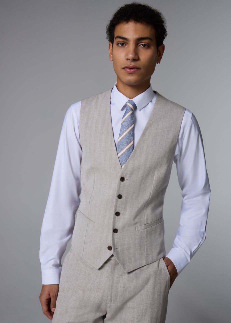 Taylor & Wright Langham Stone Herringbone Suit Waistcoat