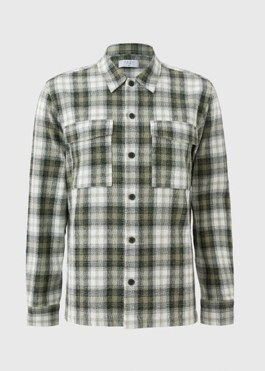 Green Textured Check Shacket