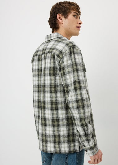 Green Textured Check Shacket