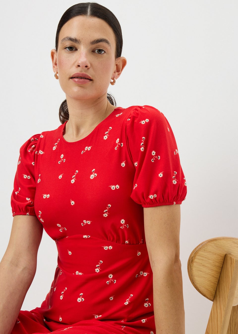 Red Ditsy Floral Supersoft Mini Dress