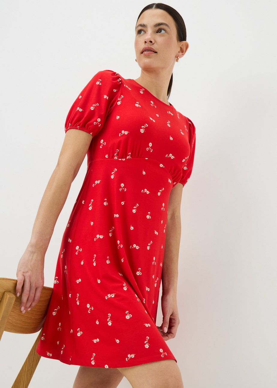 Red Ditsy Floral Supersoft Mini Dress