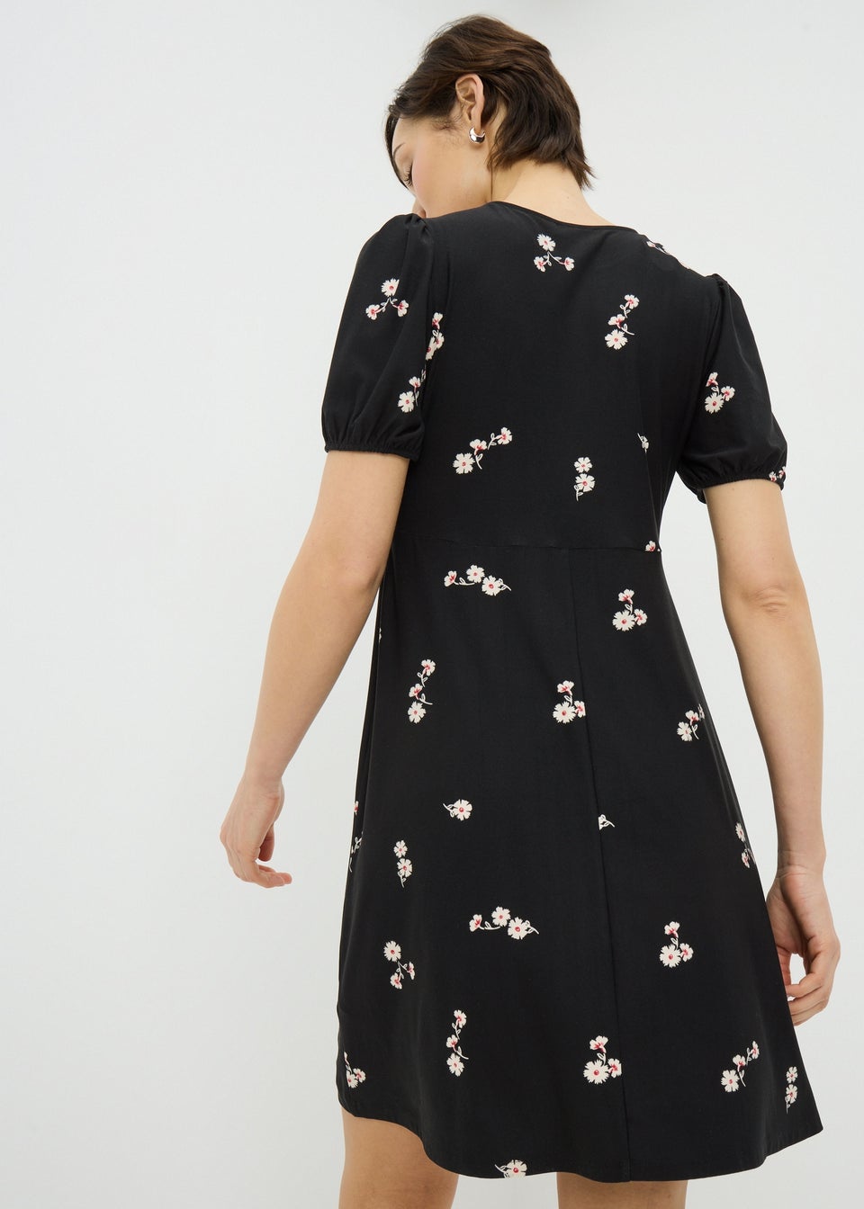 Black Ditsy Floral Supersoft Mini Dress