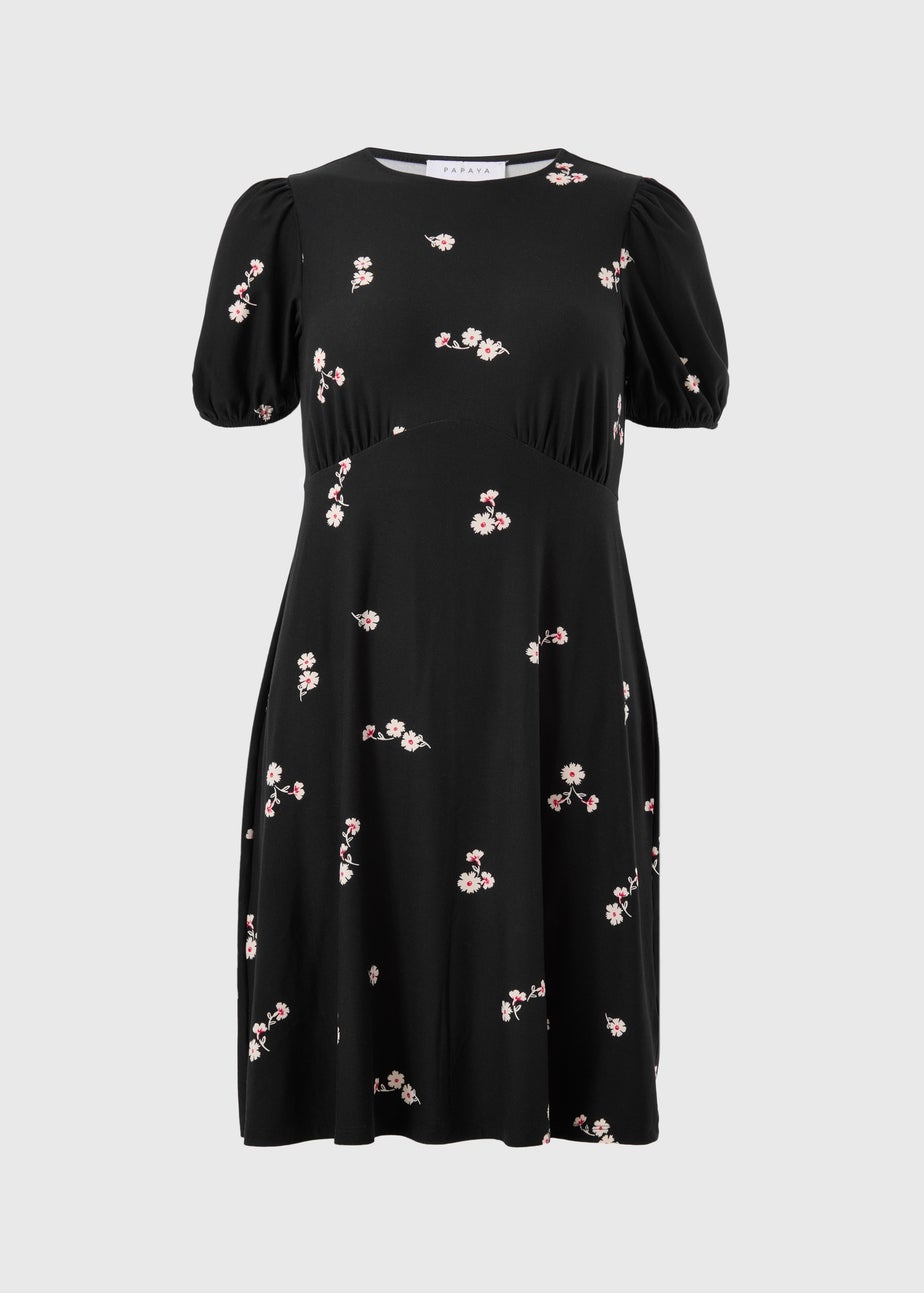 Black Ditsy Floral Supersoft Mini Dress