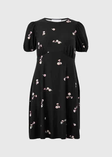 Black Ditsy Floral Supersoft Mini Dress