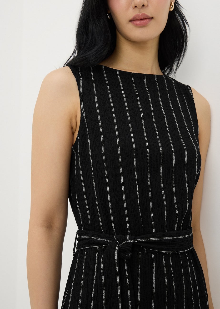 Black Stripe Belted Culotte Jumpsuit