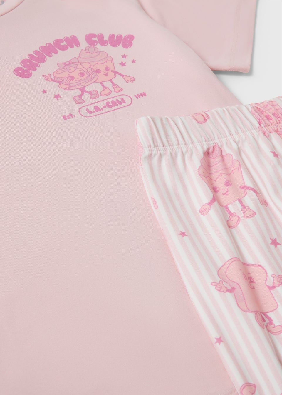 Girls Pink Brunch Club Long Pyjama Set (7-13yrs)