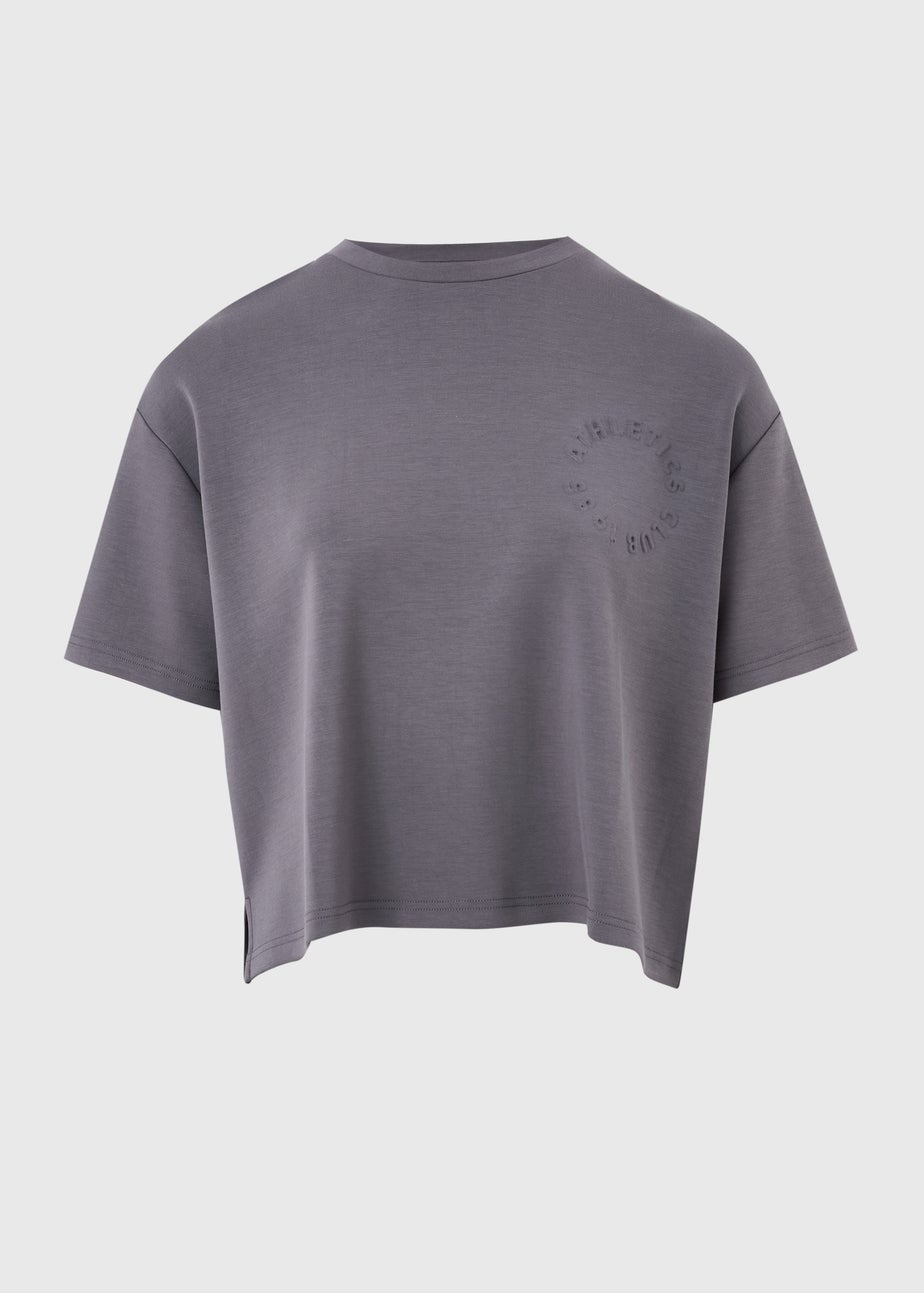 Souluxe Grey Embossed Slogan Sports T-Shirt