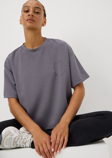 Souluxe Grey Embossed Slogan Sports T-Shirt