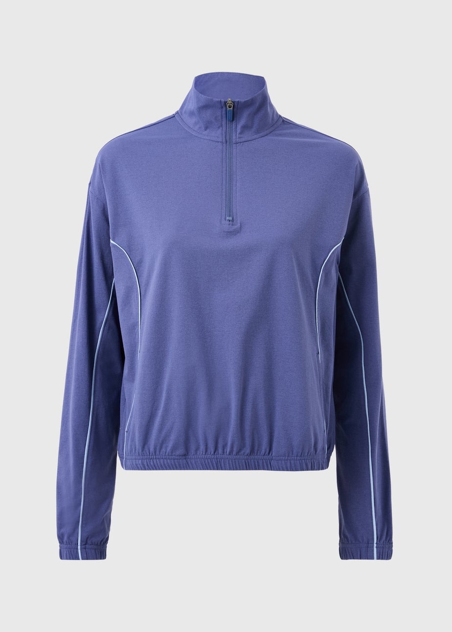 Souluxe Blue Piped Half Zip Co Ord Sports Top