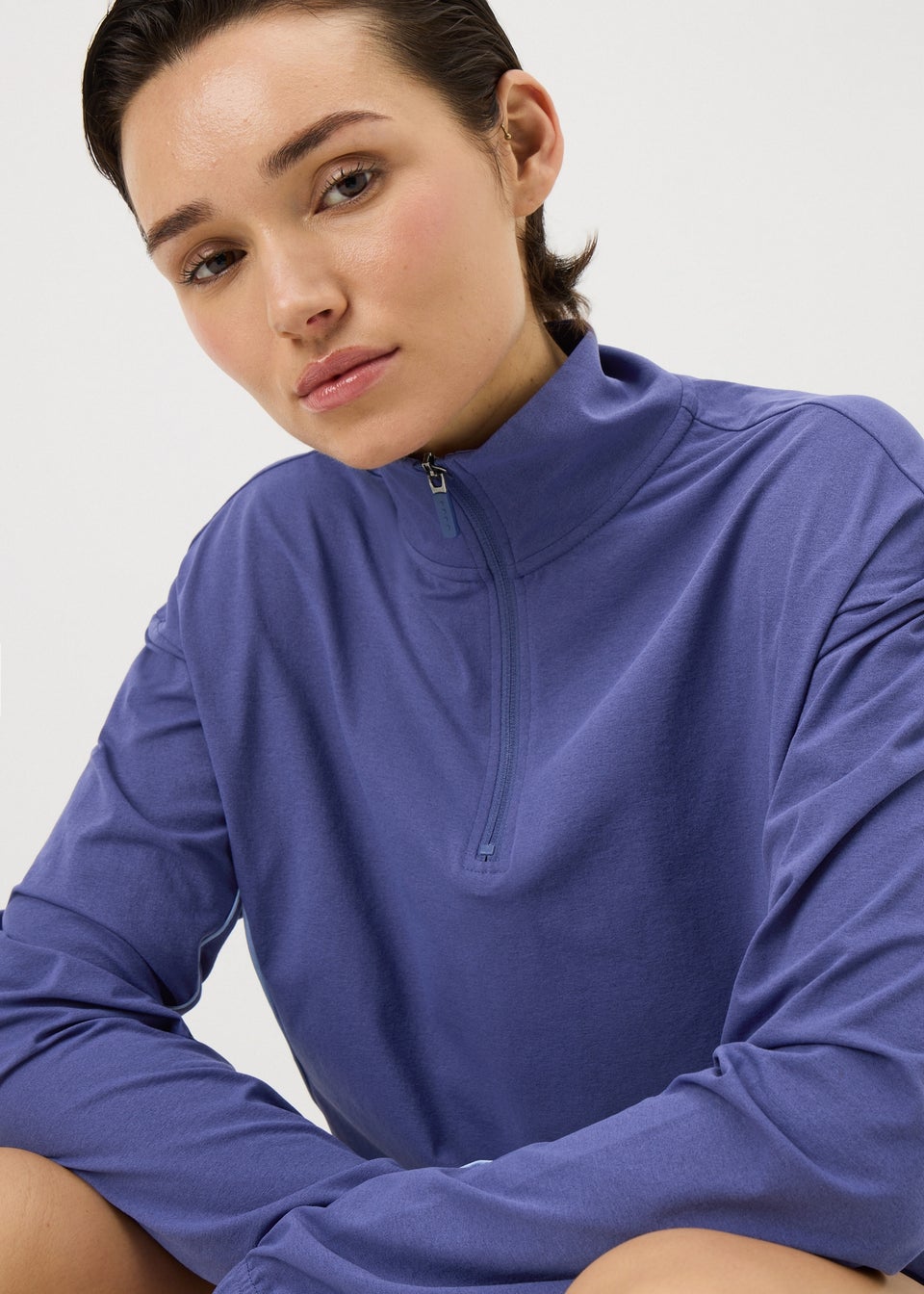Souluxe Blue Piped Half Zip Co Ord Sports Top