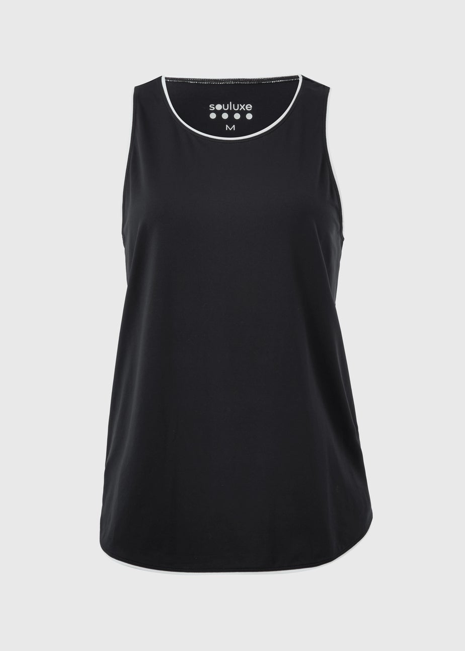 Souluxe Black Piped Vest Top