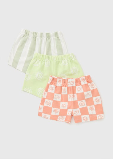 3 Pack Baby Green Holiday Shorts (Newborn-23mths)