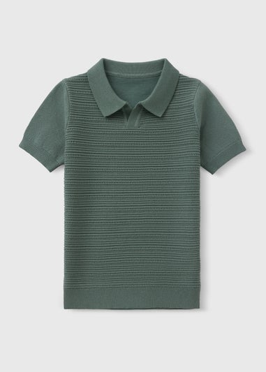 Boys Sage Knit Polo Top (1-7yrs)