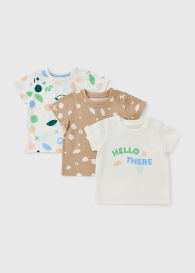 3 Pack Baby Multicolour Shape T-Shirts (Newbron-23mths)