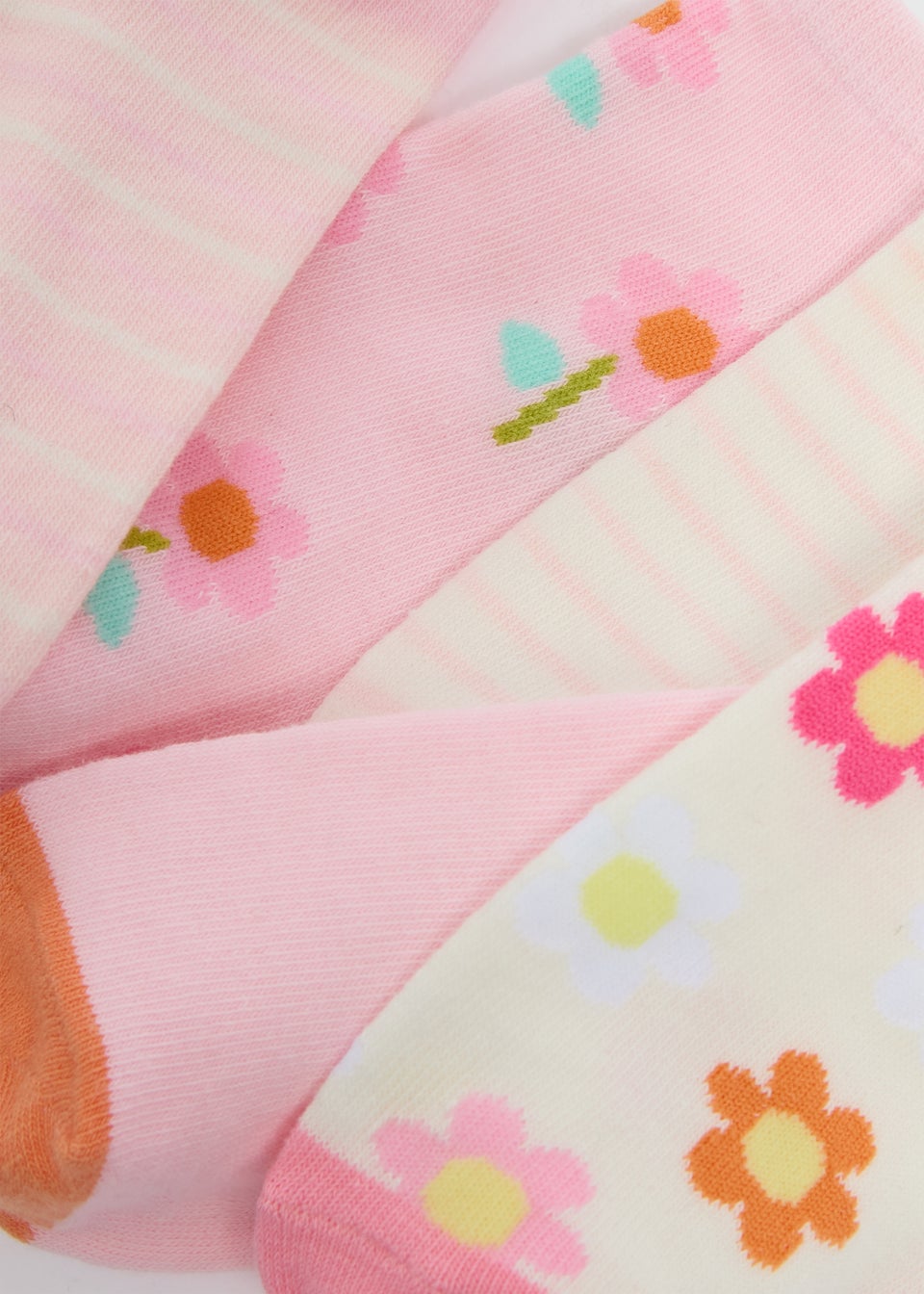 5 Pack Girls Pink Floral Stripe Trainer Socks (Younger 6-Older 6.5)