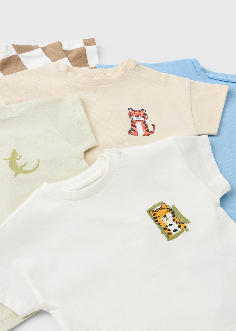 5 Pack Baby Multicolour Animal T-Shirts (Newborn-23mths)