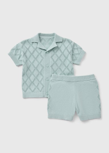Baby Boys Green Top and Shorts Set (0-24 Mnths)